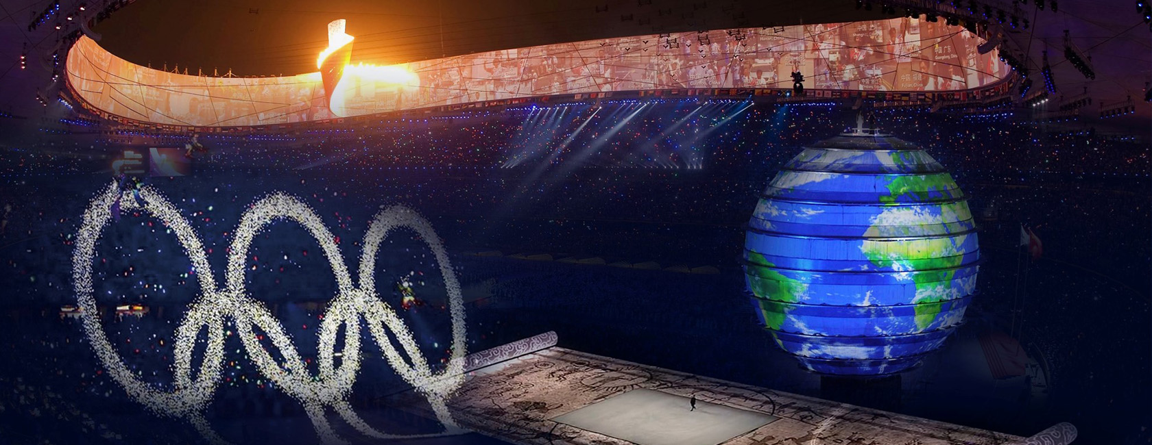 2008年北京奥运会开幕式 huatihui打造梦幻五环、巨型LED地屏画卷、地球影像等项目